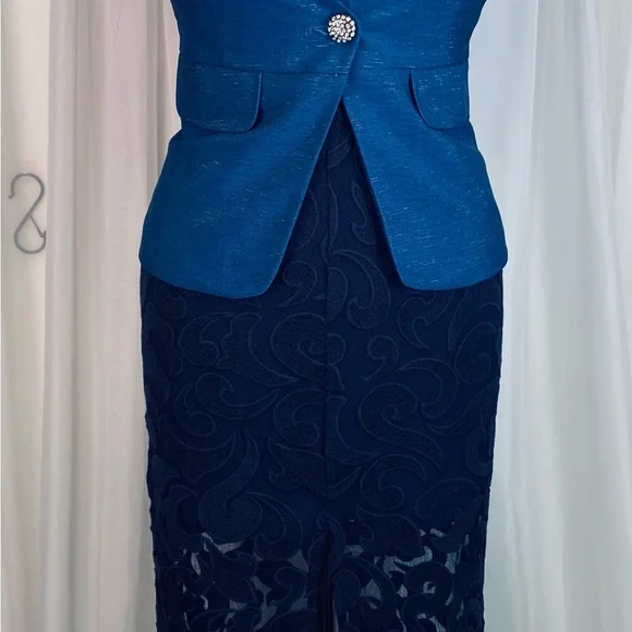 Manning Cartell Midnight Blue Sheer Laced Dress - sanvalentin.cl